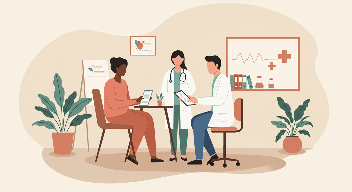 A person consulting with a doctor in a clinic setting, emphasizing the importance of professional medical advice when considering herbal supplements.