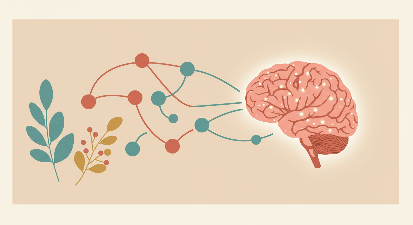 A stylized image of neural pathways in the brain, glowing to represent cognitive activity and the role of neurotransmitters.