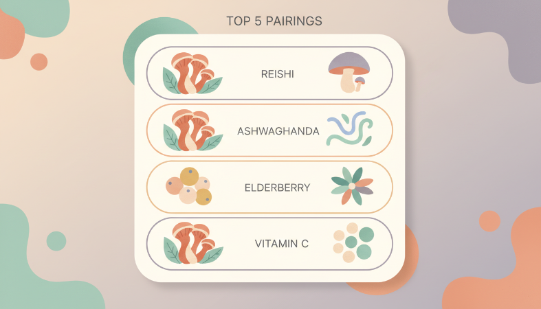 A table listing the top 5 most common ingredients paired with Cordyceps in supplements.