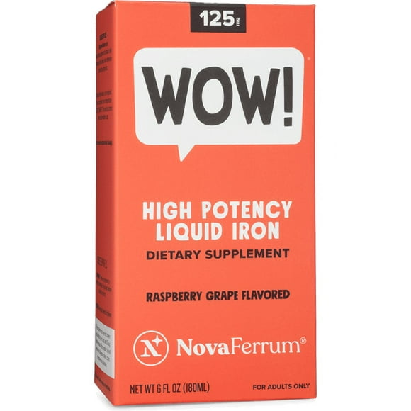 High Potency Liquid Iron 125 mg Raspberry Grape Flavored