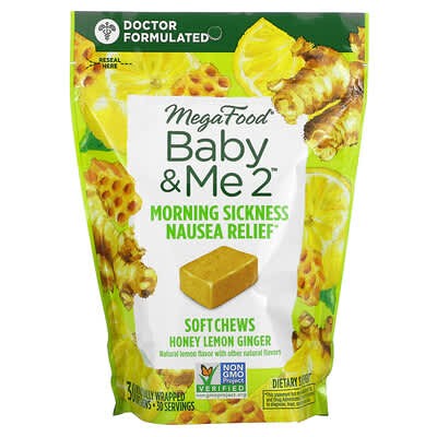 Baby & Me 2 Morning Sickness Nausea Relief Soft Chews Honey Lemon Ginger